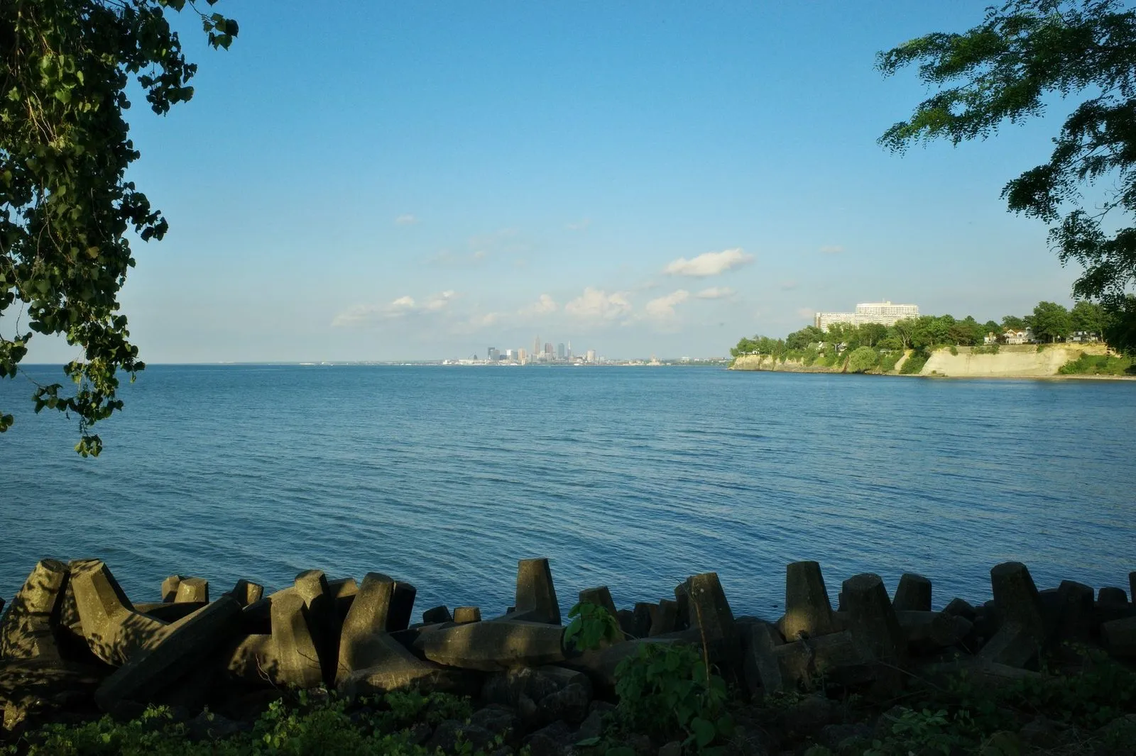 The Cleveland skyline along the Lake Erie shore