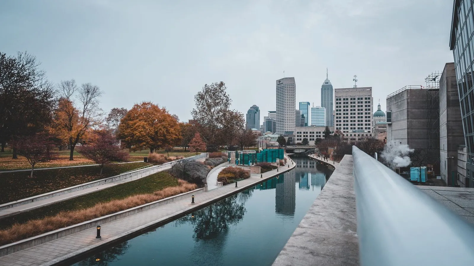 The Indianapolis skyline above the downtown canal